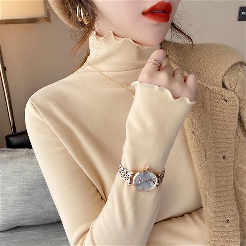 

Women s Double-Sided Fleece High-Neck T-Shirt: Versatile, Warm Casual Top XL чорний