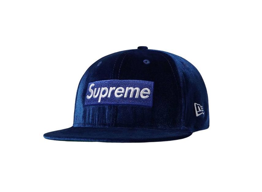 Supreme Velour Box Logo New Era Navy 7 5/8