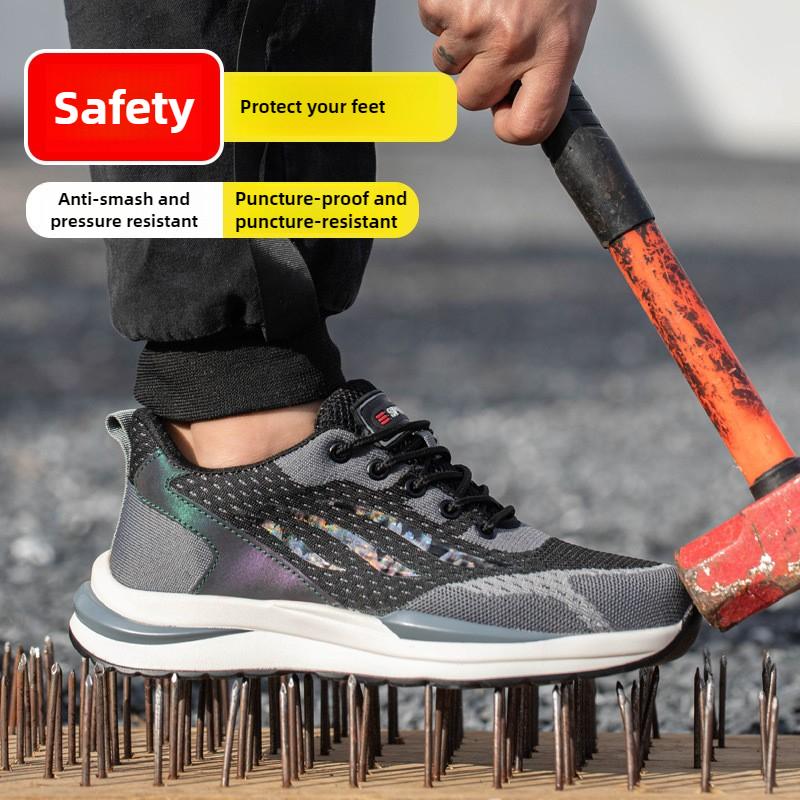 Plastic Toe Safety Boots Construction Work Shoes For Man Lightweight Work Shoes Puncture Proof Indestructible Safety Sneakers