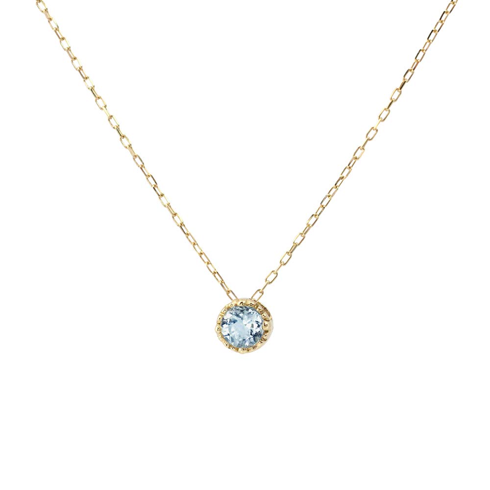 

Balzas Aquamarine Necklace for 18K Yellow March Birthstone Women, Gold,