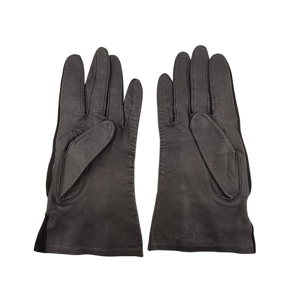 Dior suede Logo embossing leather gloves black leather Women Used