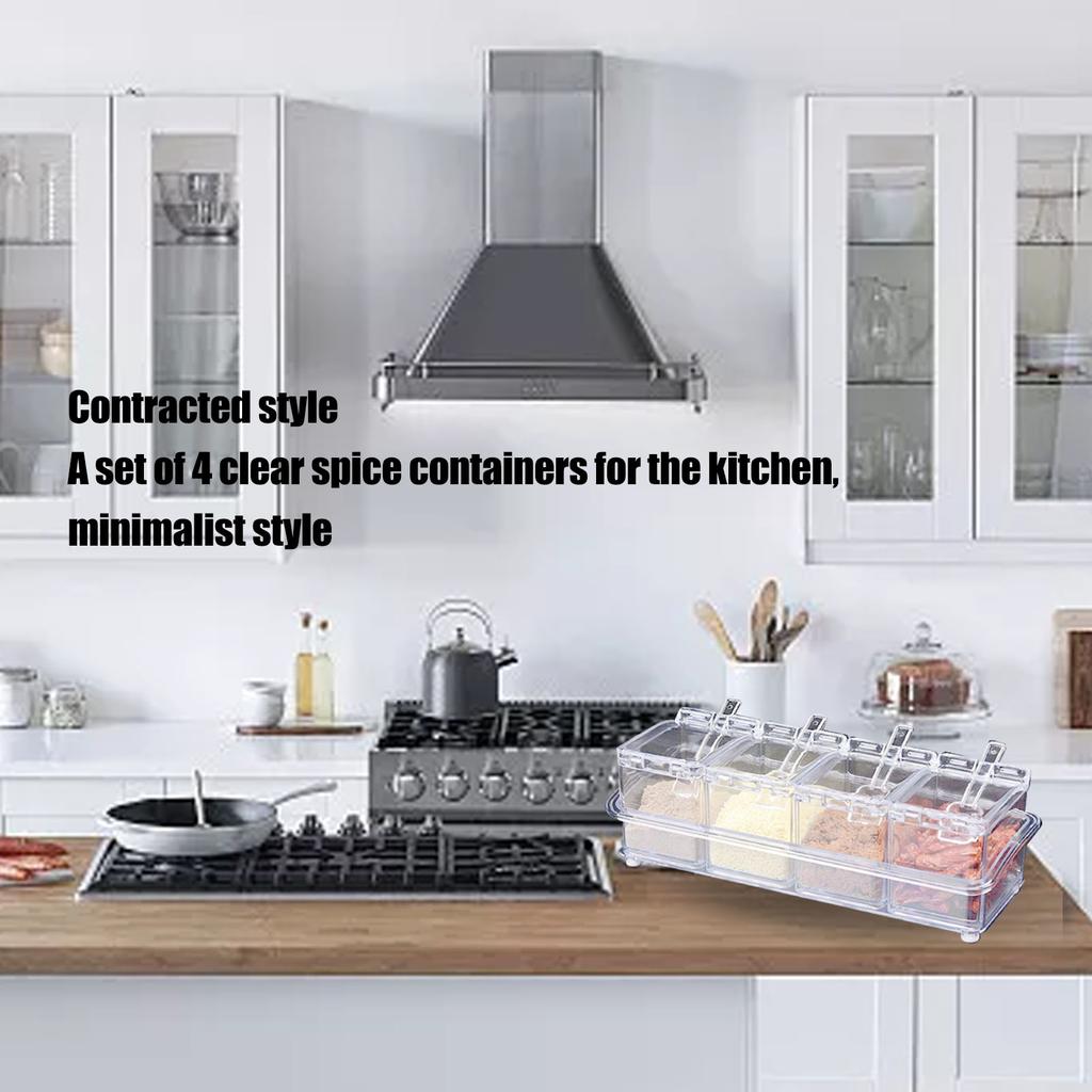 Kitchen Seasoning Jar Set Acrylic Condiment Storage Box Transparent Salt Sugar Spice Jar Set