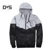 Men Autumn Windbreaker Hooded Drawstring Long Sleeve Reflective Color-Blocked Jacket Coat Zipper Placket Pockets Street Style Outwear
