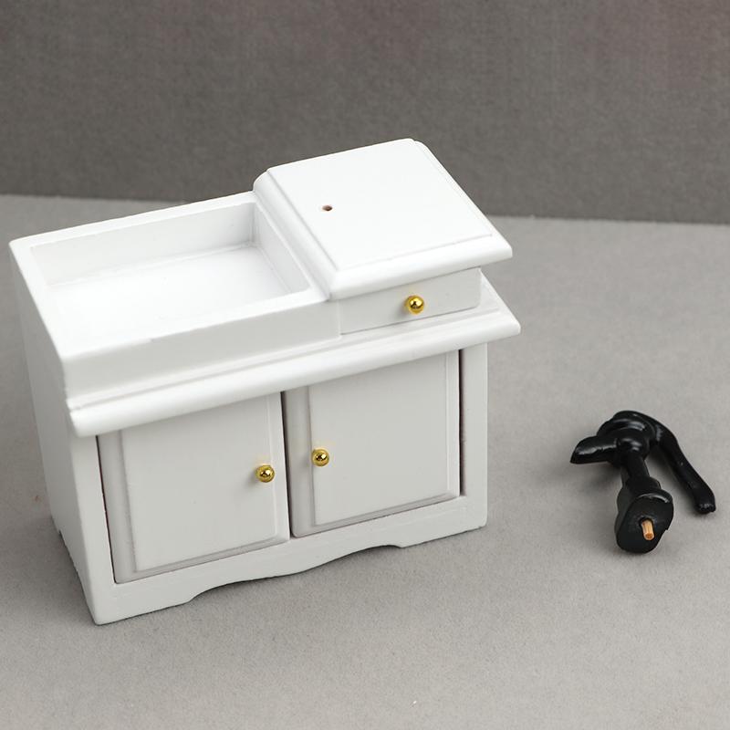 1:12 Dollhouse Miniature Bathroom Sink Cupboard Kitchen Wash Basin Drawer Furniture Model Decor Toy Doll House Accessories