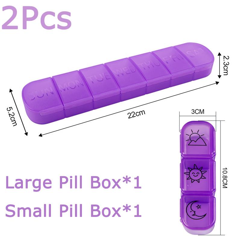 Weekly Pill Case Drug Dispense Small Reusable Plastic Containers 7 Day Daily Vitamin Containers to Hold Medicine Supplements