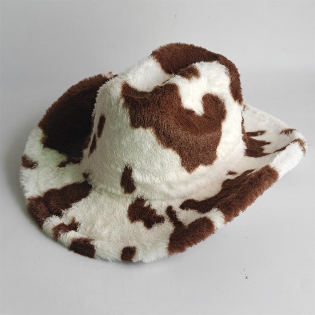 Chapeau de Cowboy en Fourrure de Lapin Imprimé Léopard 7,5 cm Fedora Western Cowboy Chapeau Panama Mode Voyage Fête Chapeau de Cowboy Chaud pour Hommes et Femmes