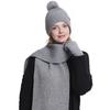 3Pcs/Set Winter Knitted Scarf Gloves Set Pom Pom Ball Double Layer Thickened Brimless Hat Touchscreen Gloves Neck Warmer Set