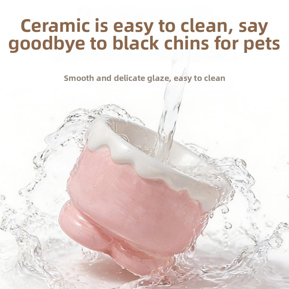 Non-Slip Ceramic Pet Bowl Anti-Spilling Large Capacity Cervical Spine Bowl Guarded Neck Anti-Overturning Bowl Dog Drinking