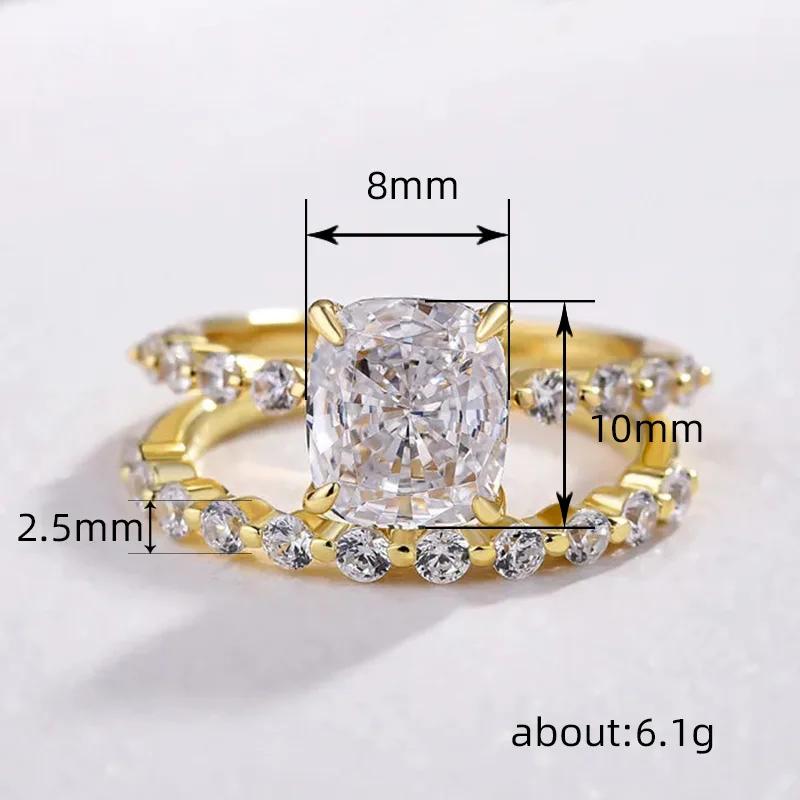 

2025 European and American Square Couple Rings, Niche Light Luxury Personality Rings, Temperament All-match Flash Rings 10&Q756gold