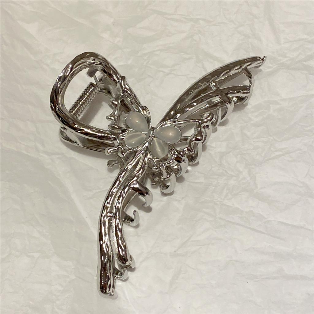 Large Metal Hair Claw Clip Fish Bone Irregular Hairpins Punk Style Silver Hair Claws Barrettes Women HairClips Hair Accessories