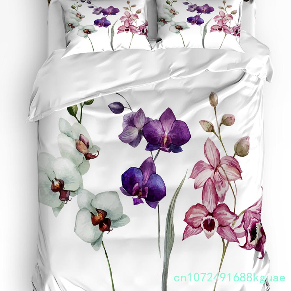 Orchidea Goccia di Rugiada Pietra Zen Freccia di Bambù Set Biancheria da Letto 3 Pezzi per Camera da Letto Letto Matrimoniale Tessile per la Casa Copripiumino Coperta Trapuntata Federa