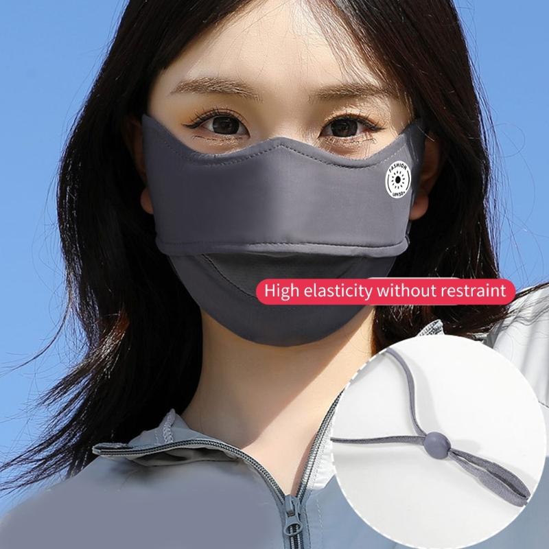Summer Sun Protection Face Cover For Women Imitation Chinlon Fabric Dustproof Windproof Face Mask Outdoor Daily Use