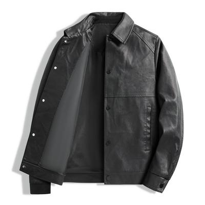 Leather Jacket for Men, Business Casual Leather Jacket, Windproof, Waterproof, Versatile PU Leather Jacket for Men