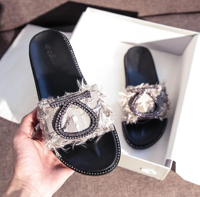 Fashion Big Size 34-43 Women Flat Heels Sandals Comfy Slip On Slides Woman Slippers Outside Rubber Flip Flops Femme Shoes Clogs Summer