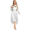 Womens Worship Dance Dress Metallic Patchwork Long Sleeve Irregular Hem Tunic Lyrical Performance Gown