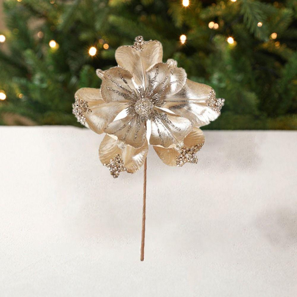 DIY Artificial Xmas Flower High-grade Glitter Flower 23CM Simulation Christmas Flower  Party