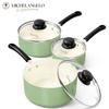 MICHELANGELO Nonstick Sauce Pan with Lid Ceramic Saucepan Set with Stay-Cool Handle Induction Pot for Kitchen Cooking Non Toxic