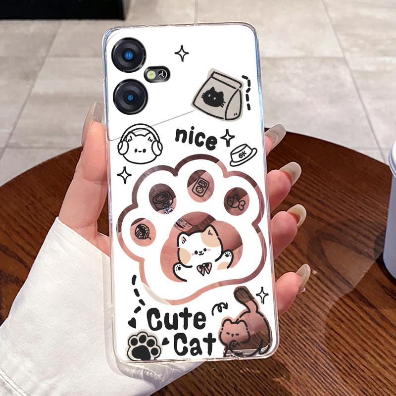 Casing For Tecno Pova Neo 3 Case LH6n Silicone Aesthetic Fashion Cute Cat Back Cover Techno Pova Neo 3 Transparent Phone Case