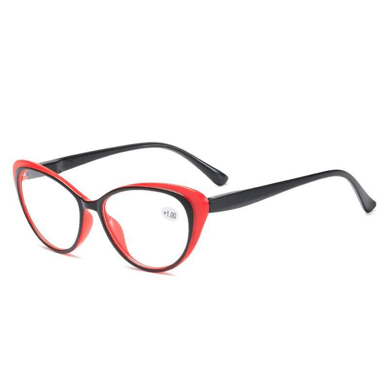 Spring Legs Cat Eye Farsighted Eyeglasses Women Black Red Frame Presbyopic Spectacles +100 to +400
