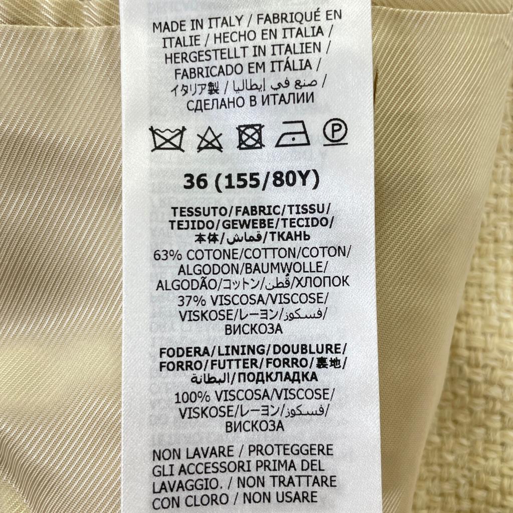 GUCCI 674332 Beige Gold Button Collarless Tweet Jacket Jacket 36 beigeUsed