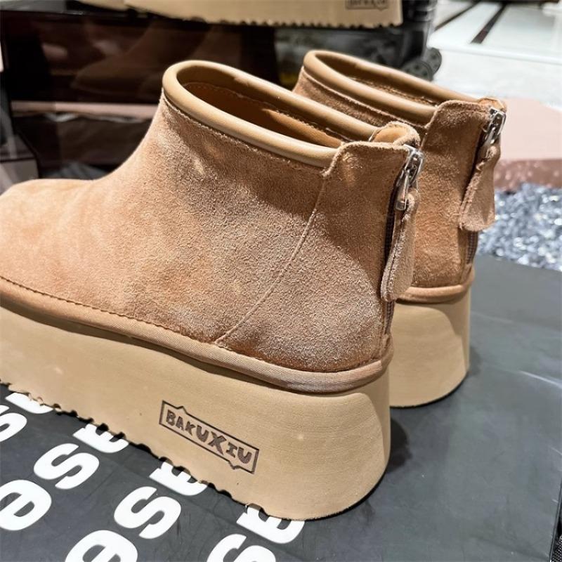 Women Boots New Leopard Platform Ankle Boots Women Designer Flat Casual Shoes Short Plush Cotton Shoes Trend Warm Winter Boots