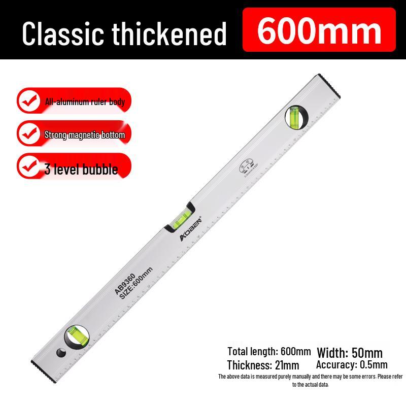 High Precision Mini Spirit Level with Strong Magnet, Multifunctional Aluminum Alloy Ruler