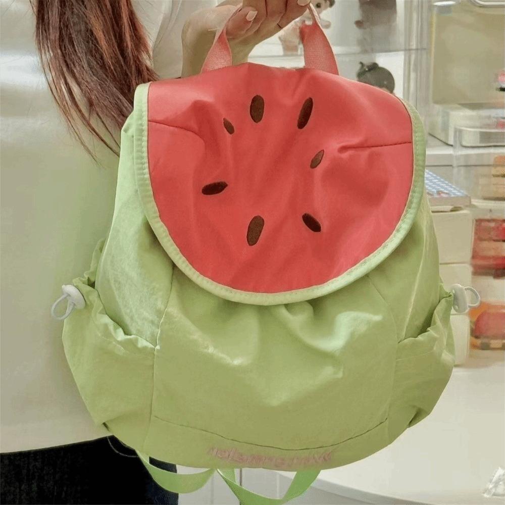 Trendy Dopamine Color Drawstring Backpack Large Capacity Fruit Shoulder Bag Korean Style School Bag Travel