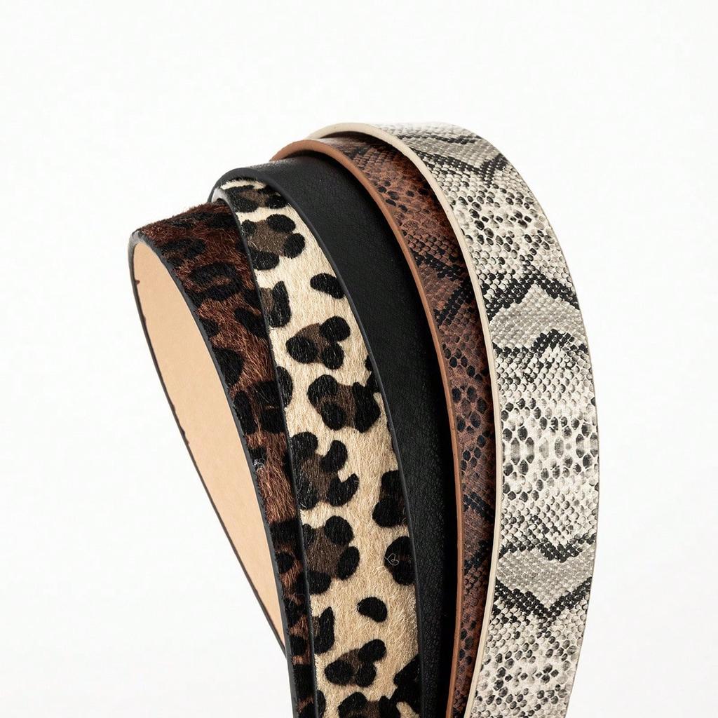 New Leopard Print Snake Print Women's Belt Pin Buckle European and American Versatile Jeans Niche Belt Women