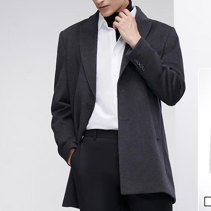 

Мужское серое однобортное пальто из смесовой шерсти XL