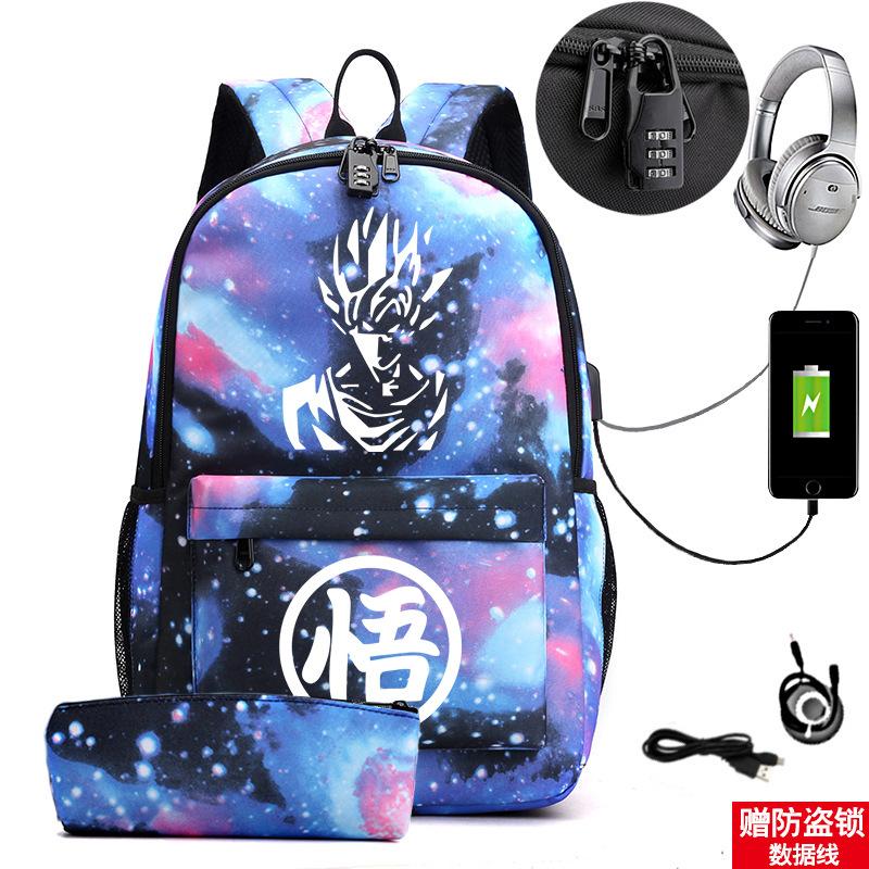 Animation Peripheral Cool Trend Schoolbag Multi-Function Usb Large Capacity Backpack Student Pencil Case Set
