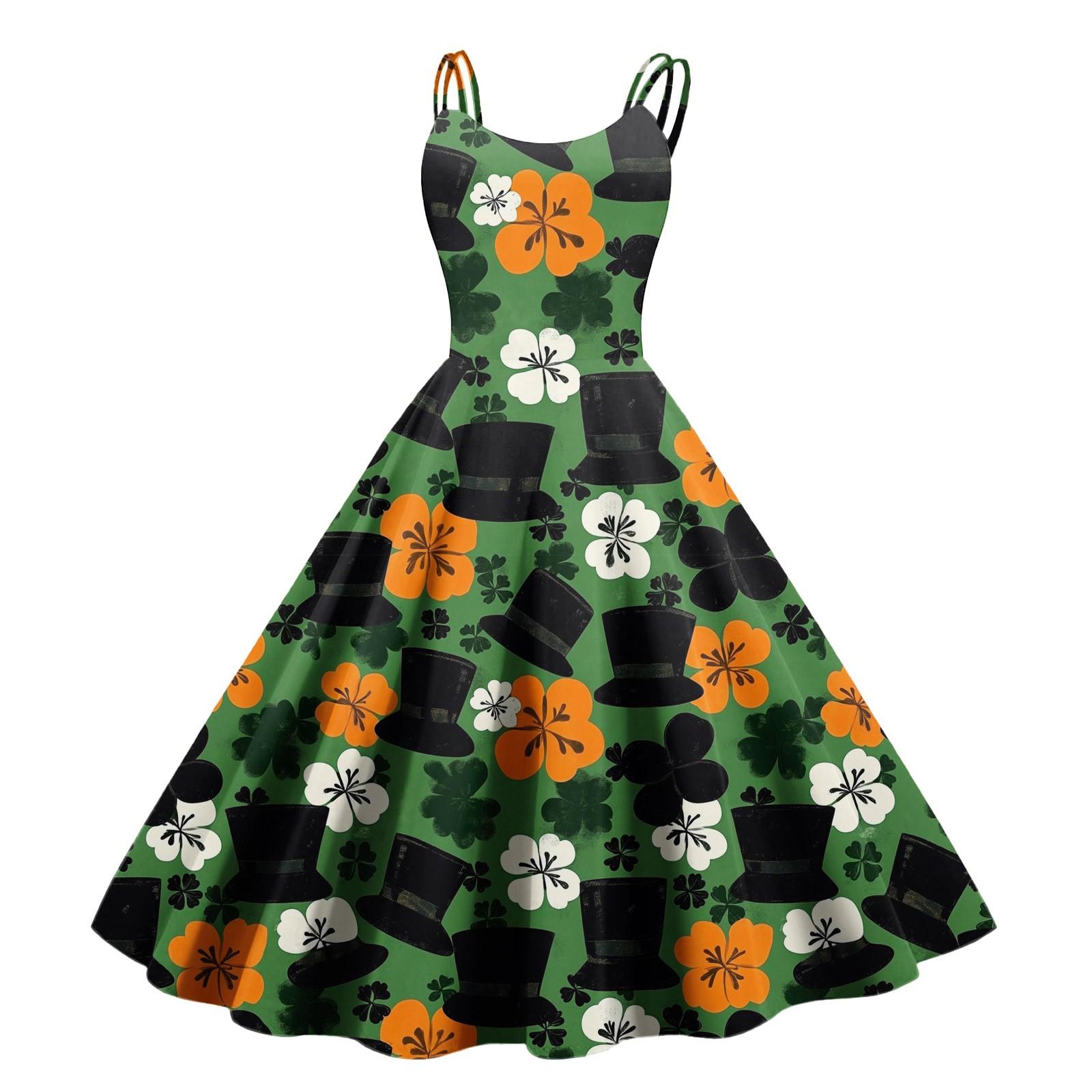 

Женское повседневное модное платье с принтом в стиле ретро с открытыми плечами в стиле панк в стиле ретро XL оранжевый