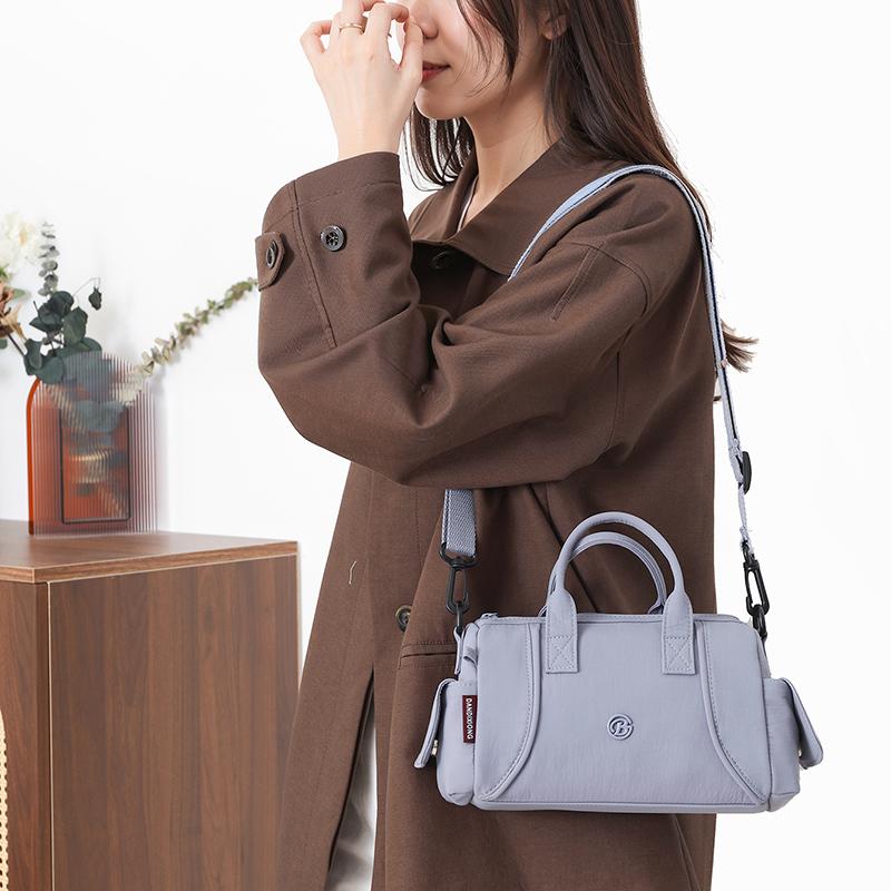 Bolso Bandolera Impermeable de Nylon para Mujer Bolso de Hombro Casual con Asa Superior y Cremallera