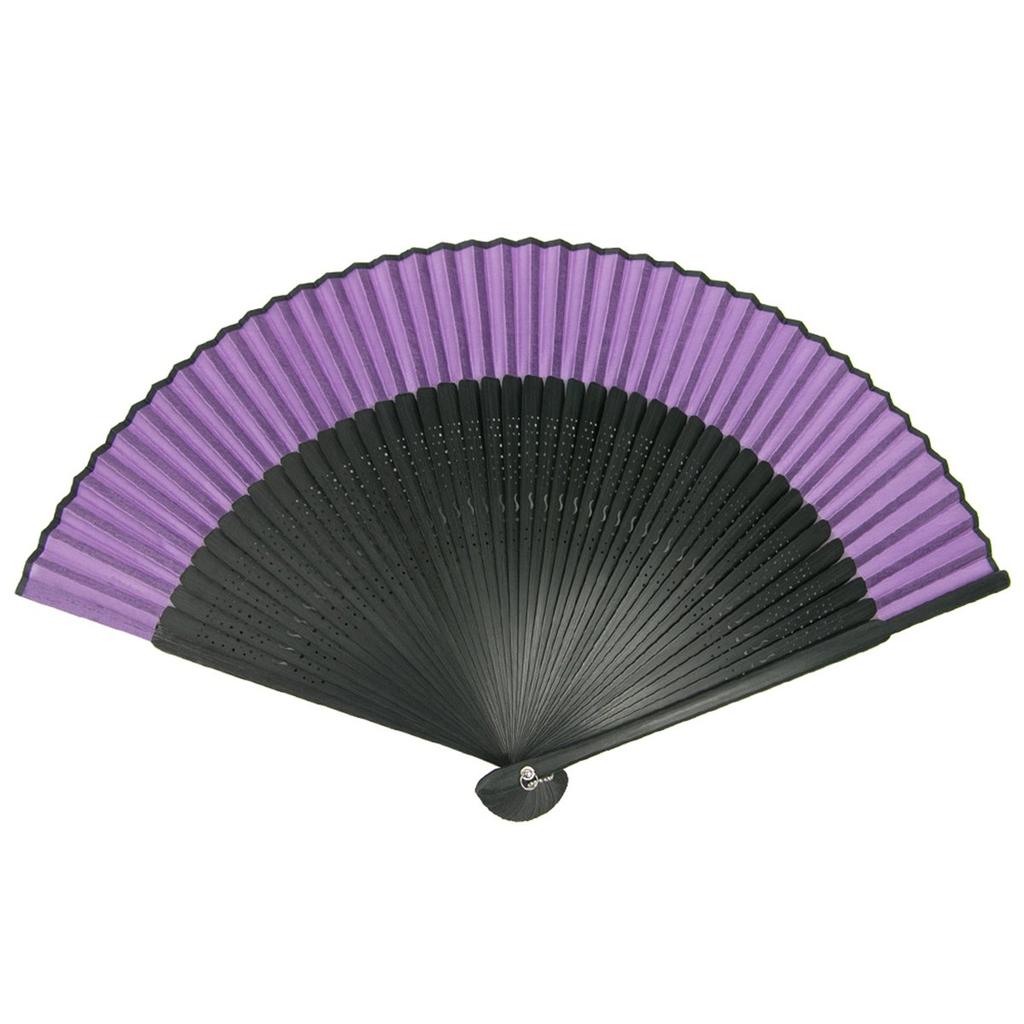 Pure Silk Plain Black Rib Folding Fan Set Fan Rib [KYOETSU] [Kyoetsu] 2-Piece (Folding Fan, Case) Women's (Black 10)