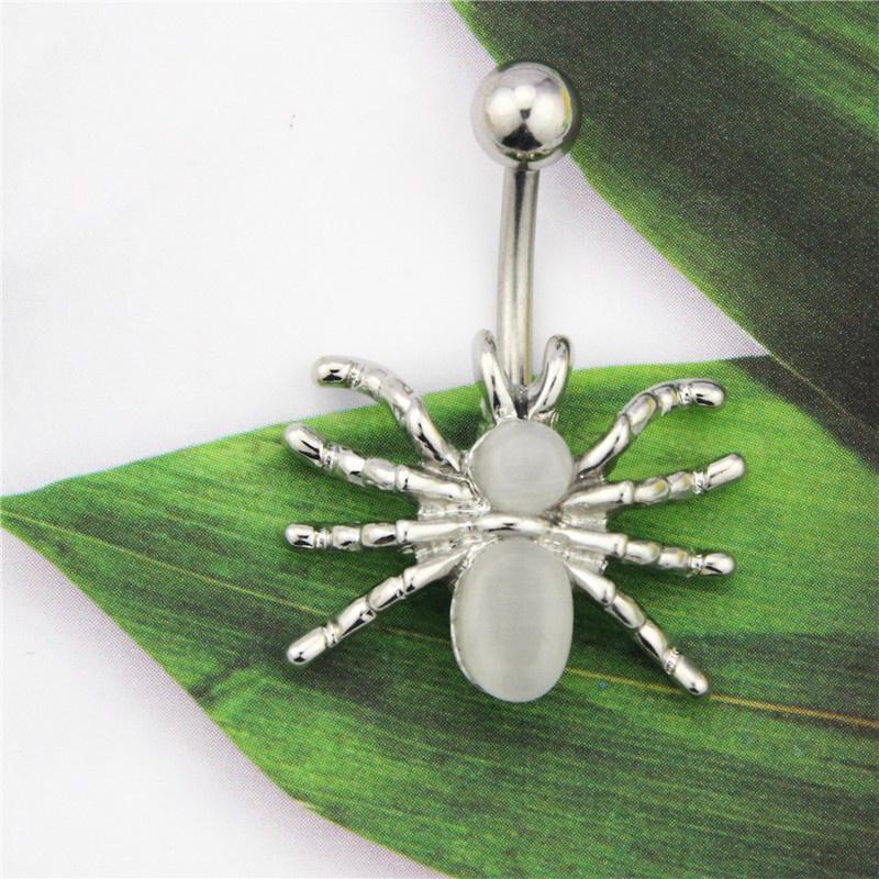 316L Chirurgenstahl Spinne Strass Bauchnabelring Weiß/Schwarz Dangle Körperpiercing Bauchnabelringe