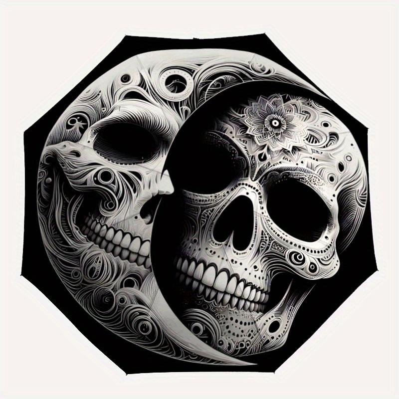 1pc Skeleton Gothic Automatic Folding Umbrella, 8-Rib Sturdy Canopy, Portable Travel Umbrella for Outdoor Use