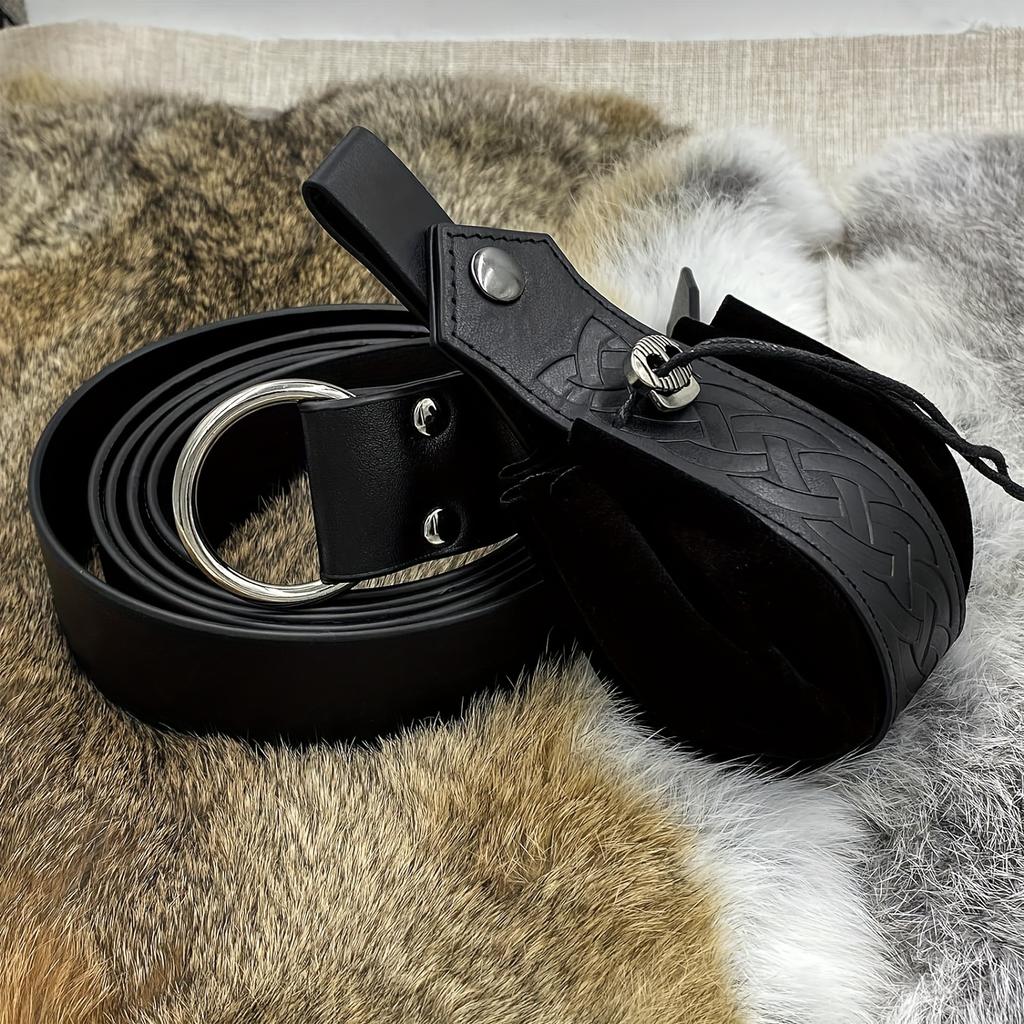 1pc/2pcs Renaissance Faux Leather Belt and Wallet Set Viking Warrior Role-playing for Men and Women Suitable for Halloween LARP
