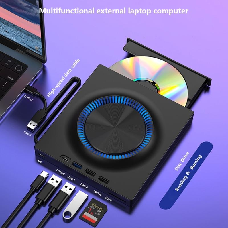 Portable External Dvds Drive Burners With USB3.0 And Type C Connectivity 5Gbps Speed Compatible for Laptop PC Computer
