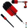 Wheel Brush Kit, Soft Drill Wheel Cleaner Brush, No Scratches Highly Dense Car Cleaning Brush Set For Wheels, Rims, Engines, Exhaust(Red/Black,2Pcs)