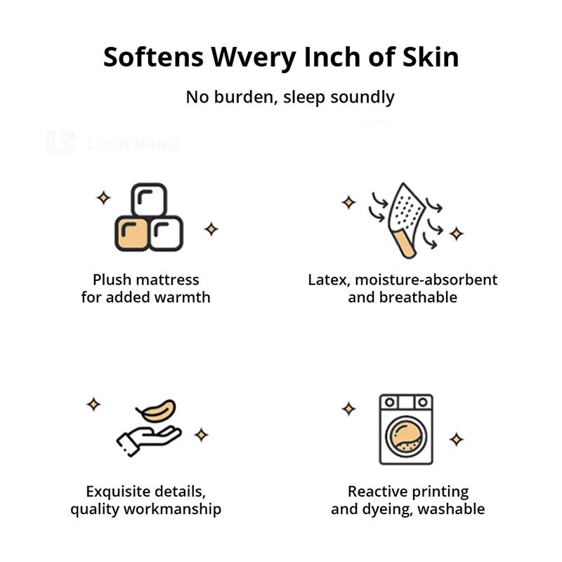 3PC Waterproof Non-silp 7mm Latex Mattress Cover Pad Washable Latex Mat Bed Cover for Single Double Bed Topper