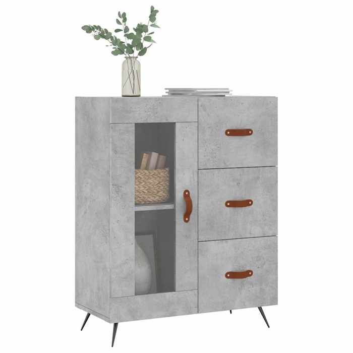 VidaXL Buffet gris béton 69,5x34x90 cm bois d'ingénierie 828016
