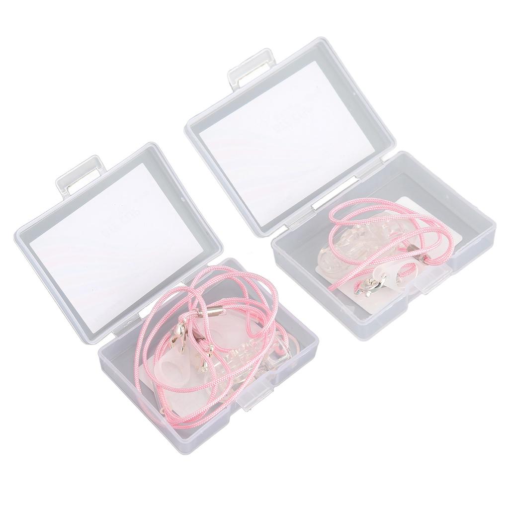 Hearing Aid Holder Transparent Clip Pink Rope Nylon Easy Fixing Hearing Aid Lanyard for Gardening Wo