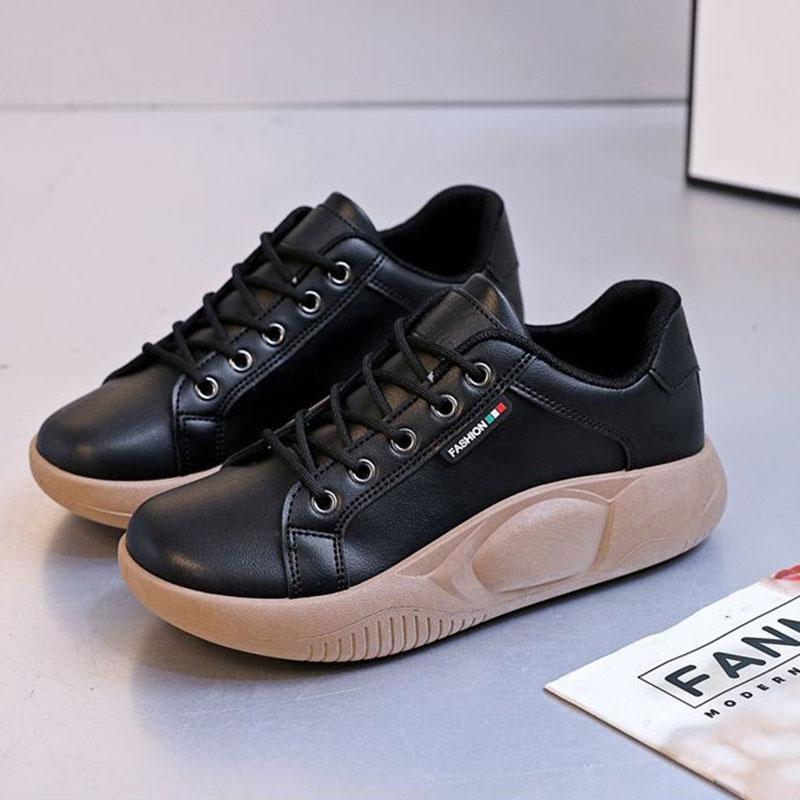 WTEMPO Lace Up Women Single Shoe Thick Sole Heighten Fashionable White Soft Sole Comfortable and Versatile Sports Casual Shoes Dropshipping Wholesale