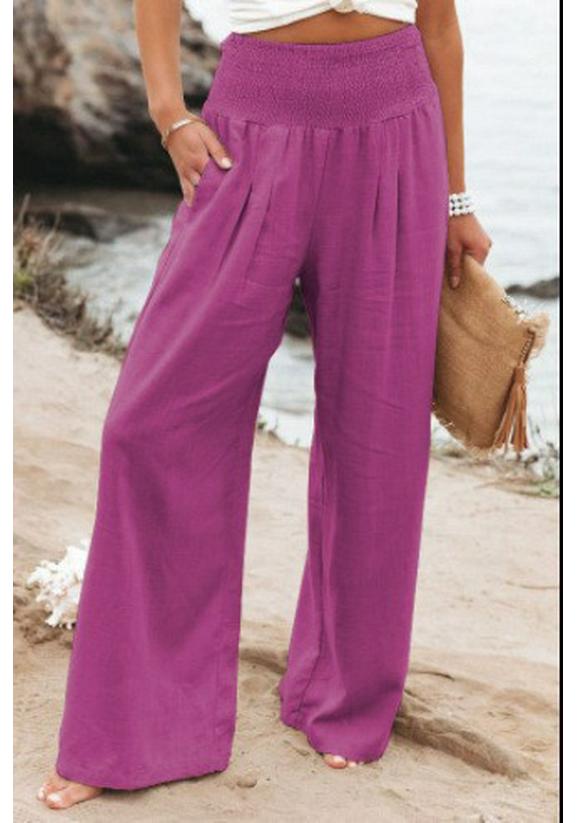 2026 Spring/Summer Women's Casual Loose Cotton Ruched Distressed Mid-rise Pants