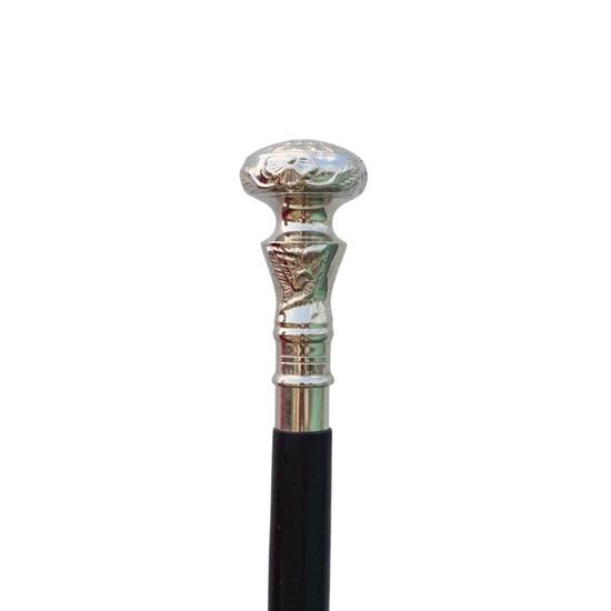 

Handmade Wooden Walking Stick with Silver Handle Stylish Cane for Men Women, Walking Cane, Unique Gift