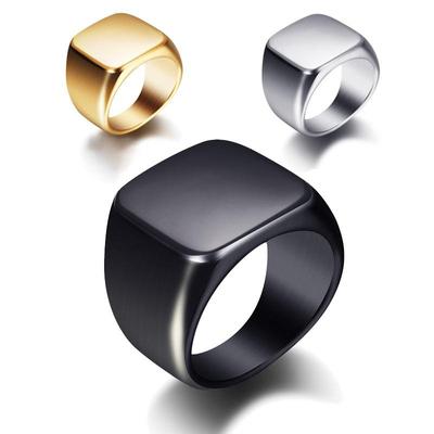 Men's Fashion Simple Black Square Ring Stainless Steel Ring for Women Man Wedding Engagement Jewelry