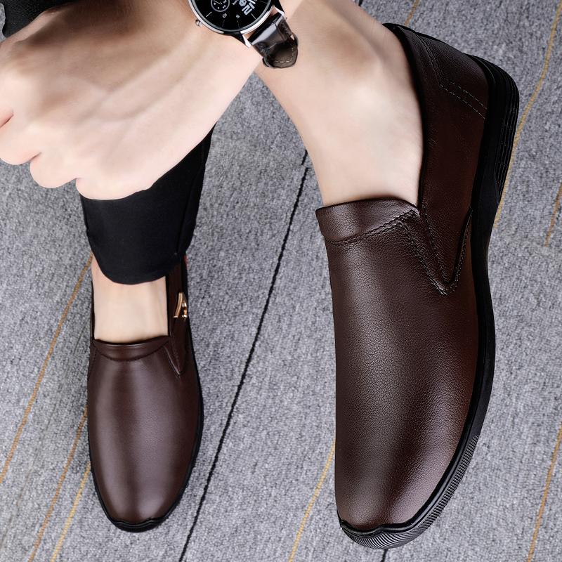 High End Men's Genuine Leather Casual Shoes Soft Soles Flat Bottoms Casual Shoes for Daily Commuting Men's Business Dress Shoes