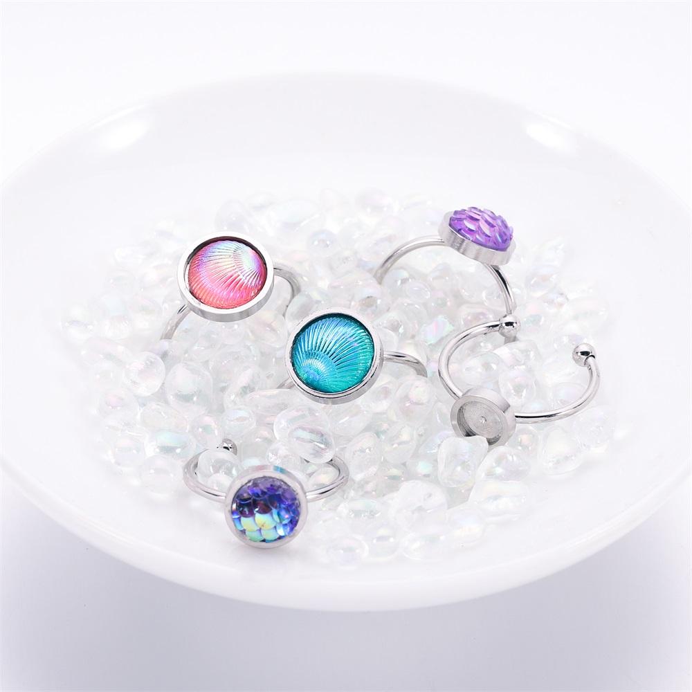 10pcs/lot 4-10 mm Adjustable Ring Settings Base Stainless Steel Glass Cabochons Cameo Settings For DIY Jewelry Making Supplies