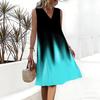 Plus Size V Neck Sleeveless Misty Canyon Waterfall Print For Wilderness Sightseeing Trip
