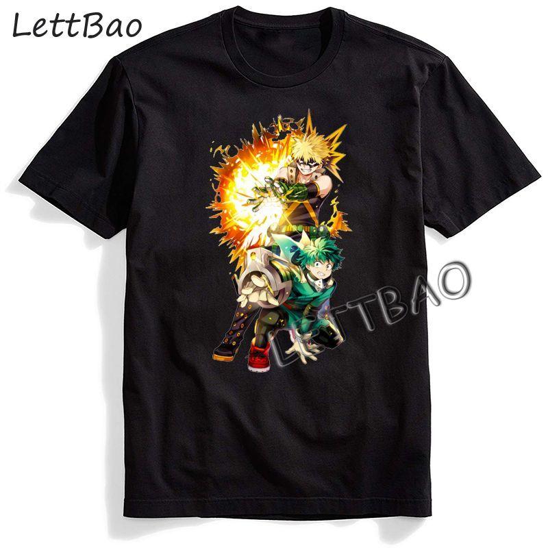 Harajuku Anime My Hero Academia Men T Shirt Summer Harajuku Casual Loose Ulzzang Cute Cartoon Graphic