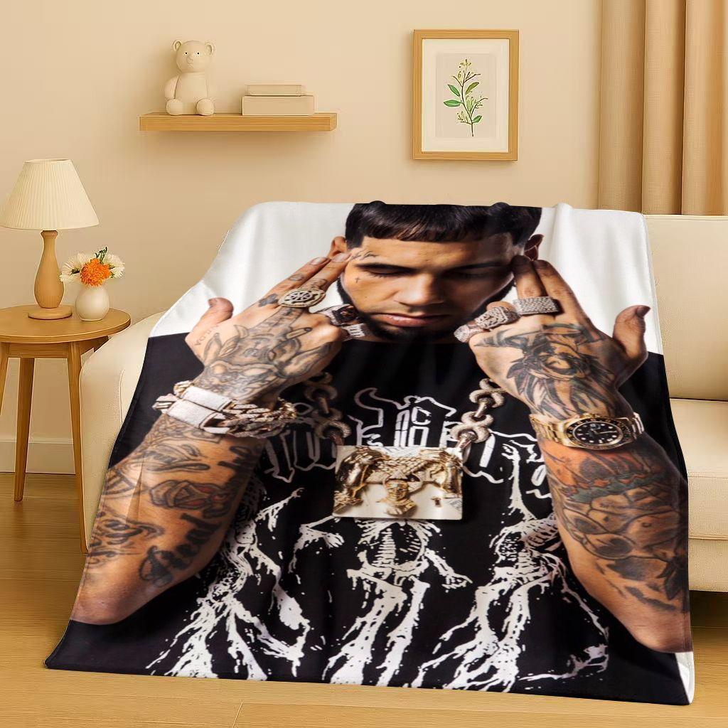 3D Anuel AA Real Hasta La Muerte Rapper Flannel Blanket,Ultra Soft Warm Plush Throw for Home Bedroom Bed Sofa Cover Kids Picnic